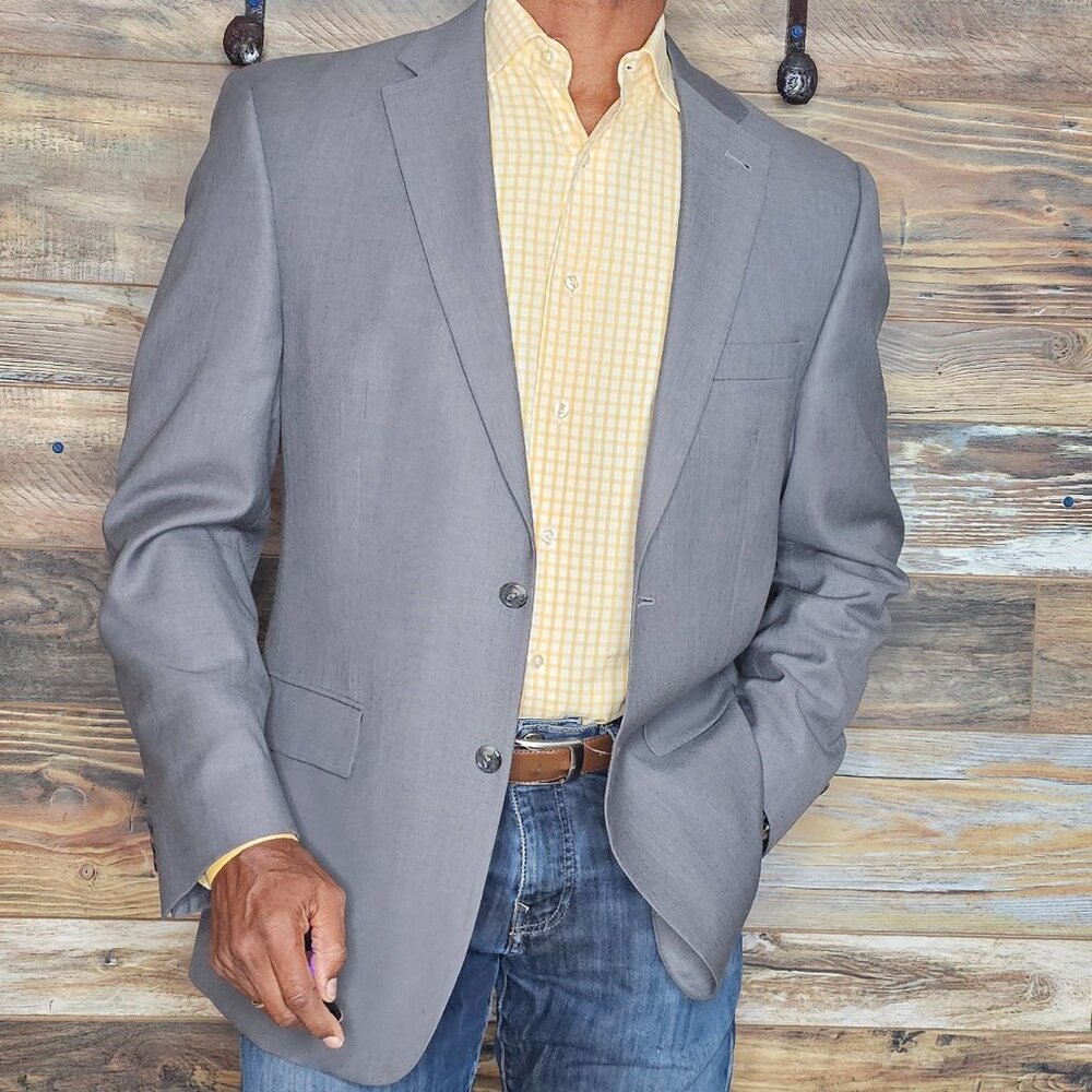 Jos. A. Bank Signature Collection Wool Silk Gray Blazer Jacket 42R